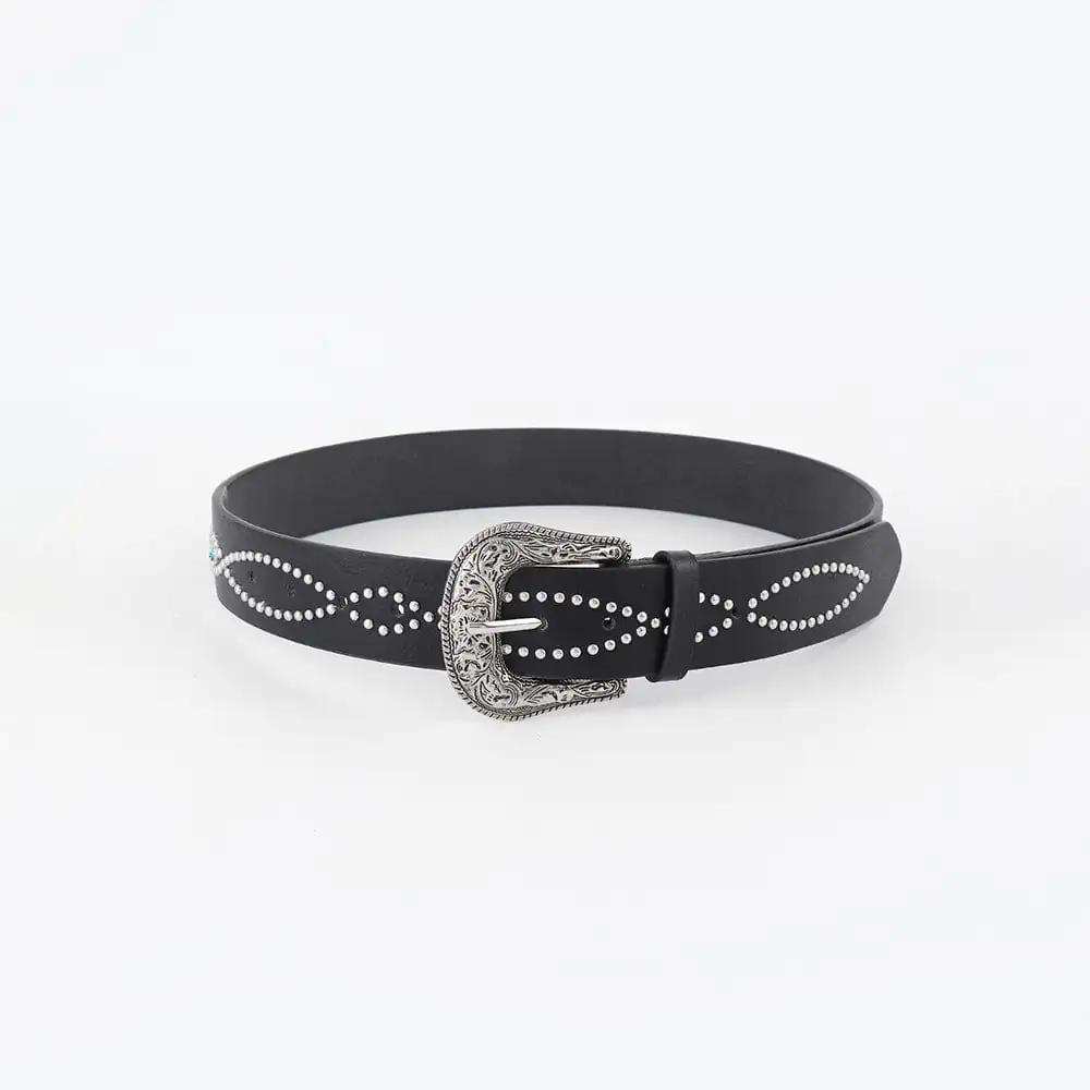PU Leather Rhinestone Belt - Trendsi - Flyclothing LLC