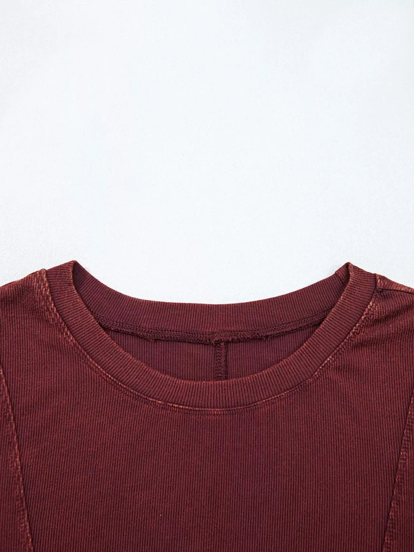Exposed Seam Ribbed Long Sleeve Top - Trendsi - Flyclothing LLC