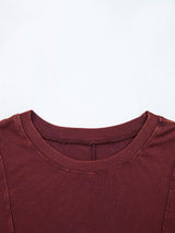 Exposed Seam Ribbed Long Sleeve Top - Trendsi - Flyclothing LLC