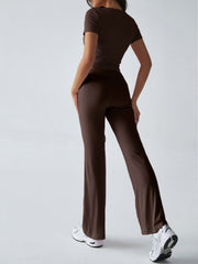 Devine Short Sleeve Top and Drawstring Pants Set - Trendsi