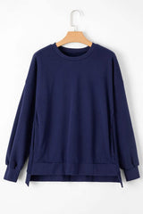 Round Neck Long Sleeve Sweatshirt - Trendsi - Flyclothing LLC