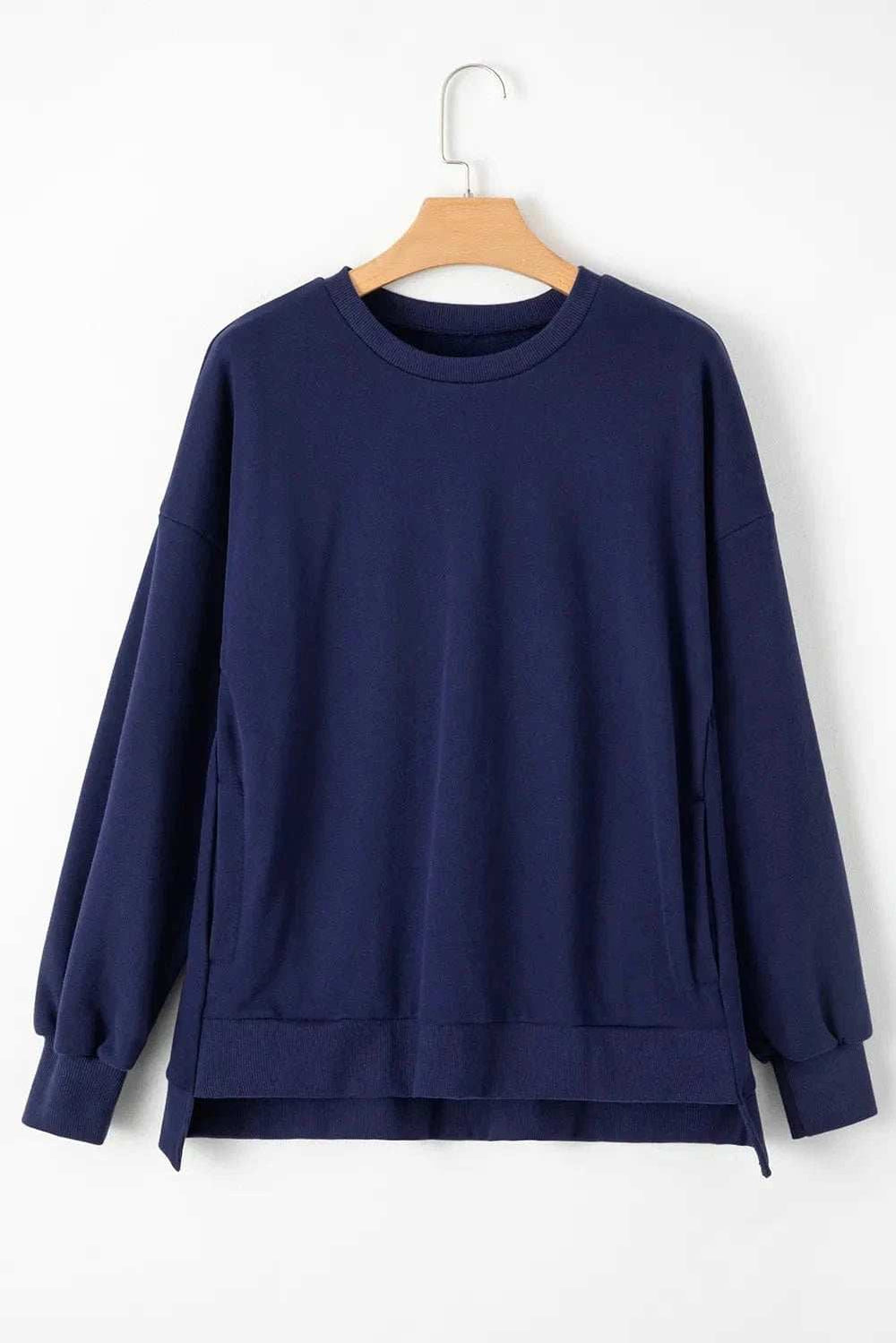 Round Neck Long Sleeve Sweatshirt - Trendsi - Flyclothing LLC
