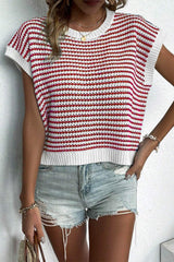 Striped Round Neck Sweater Vest - Trendsi - Flyclothing LLC