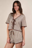 VERY J Wave Trim Detail Knit Top & Shorts Set - Trendsi