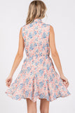 GeeGee Full Size Floral Eyelet Sleeveless Mini Dress - Trendsi