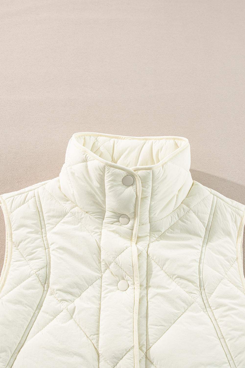Snap Down Texture Vest Coat with Pockets - Trendsi - Flyclothing LLC