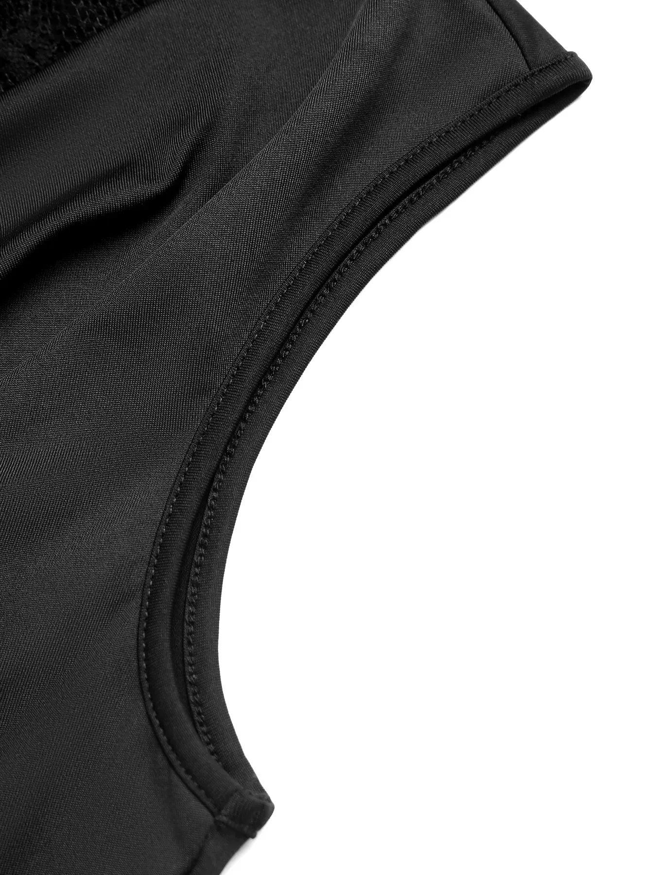 Lace Panel Cowl Neck Sleeveless Bodysuit - Trendsi - Flyclothing LLC