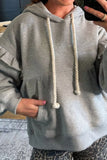 Ruffled Drawstring Long Sleeve Hoodie - Trendsi - Flyclothing LLC