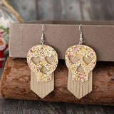 Sequin Skull Dangle PU Leather Earrings - Trendsi