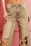 BiBi Distressed Vintage Washed Wide Leg Pants - Trendsi