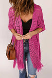 Openwork Open Front Cardigan with Fringes - Trendsi - Flyclothing LLC