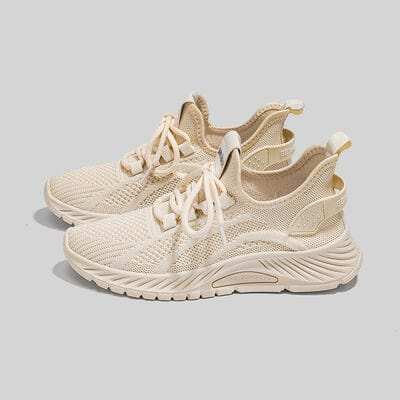 Mesh Lace-Up Platform Athletic Shoes - Trendsi - Flyclothing LLC