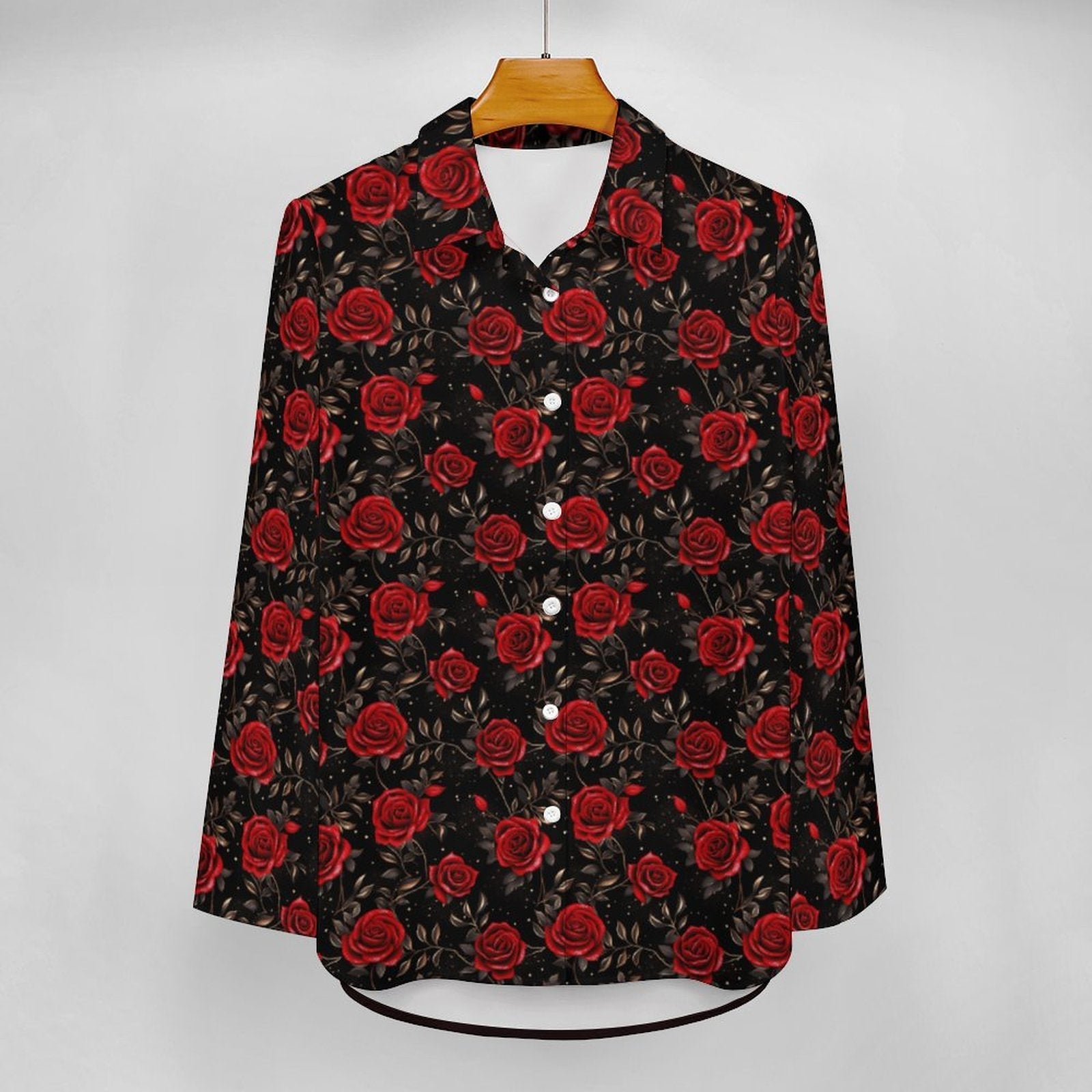 Baha Ranch Colores De Mexico Rose Floral Button Up Blouse