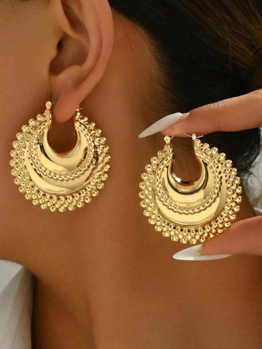 18K Gold-Plated Stainless Steel Hoop Earrings - Trendsi - Flyclothing LLC