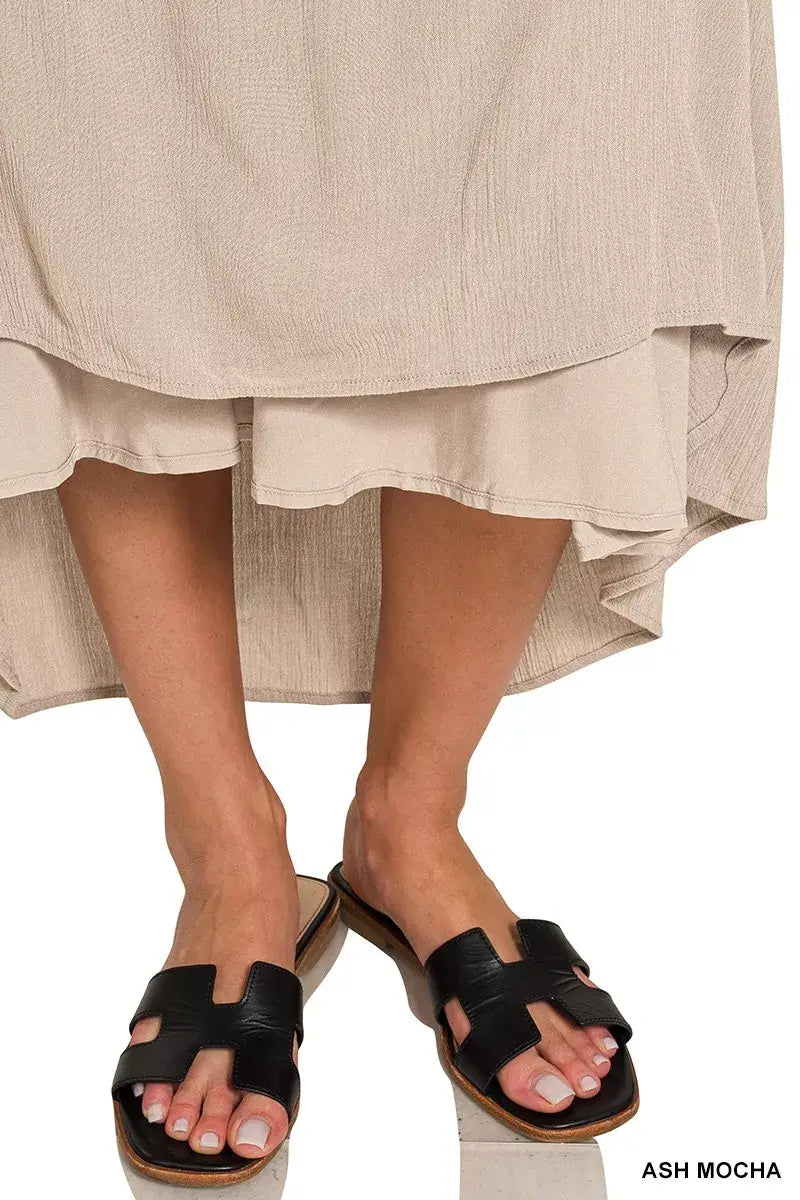 Zenana Woven Crinkle Strapless Maxi Dress - Trendsi - Flyclothing LLC