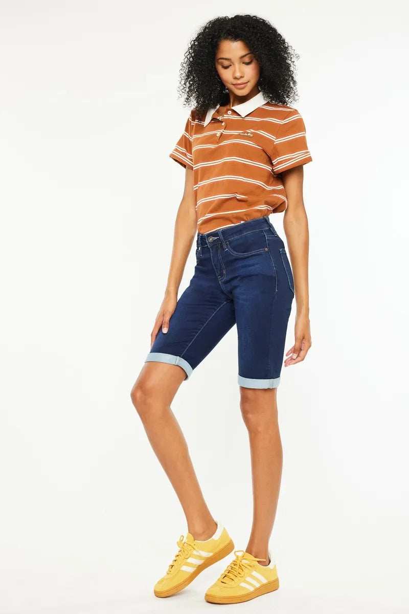 Kancan Mid Rise Bermuda Denim Shorts - Trendsi - Flyclothing LLC