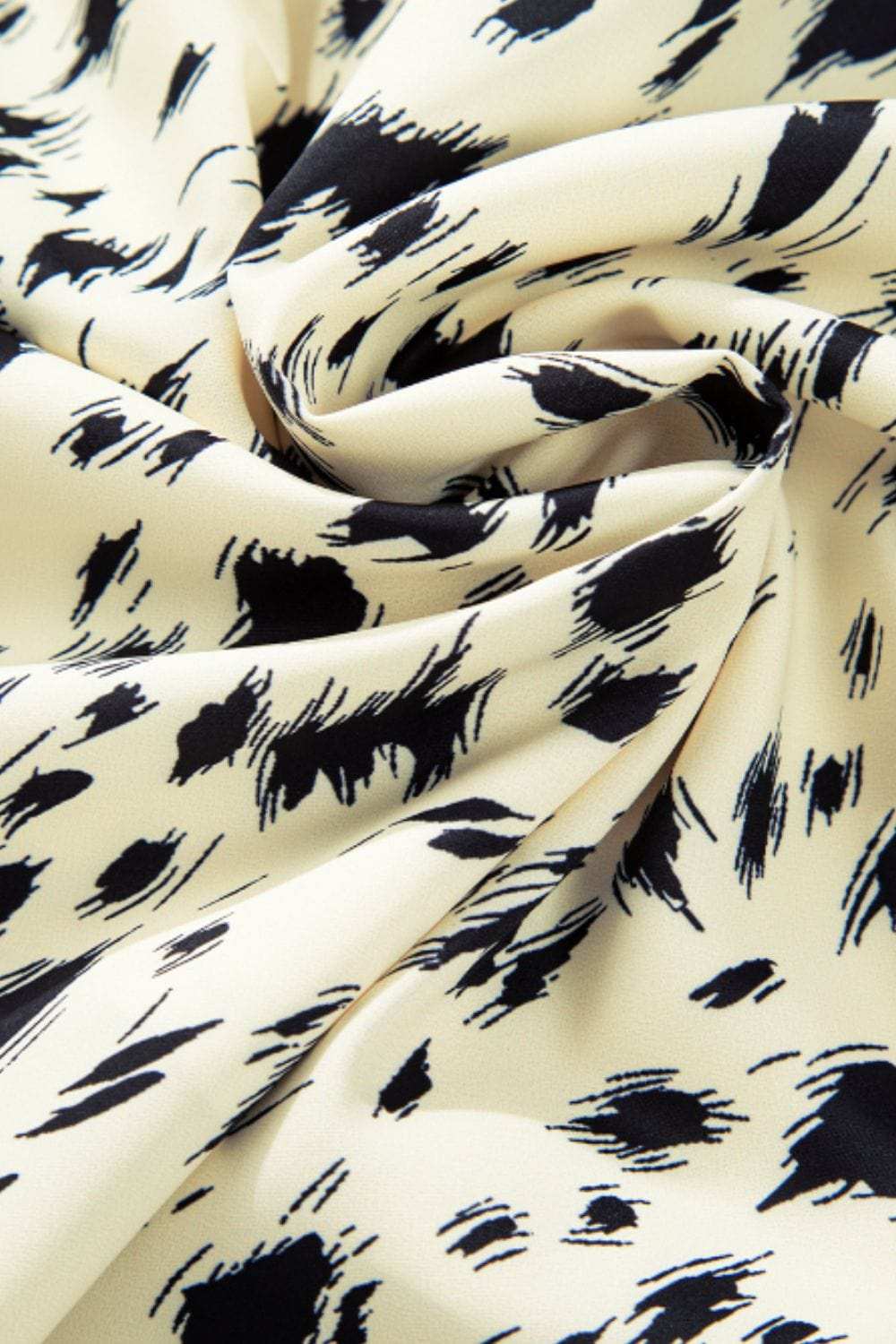 Printed Tie Waist Mock Neck Long Sleeve Dress - Trendsi - Flyclothing LLC