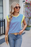 Contrast Striped Round Neck T-Shirt - Trendsi - Flyclothing LLC