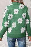 Flower Half Zip Long Sleeve Sweater - Trendsi - Flyclothing LLC