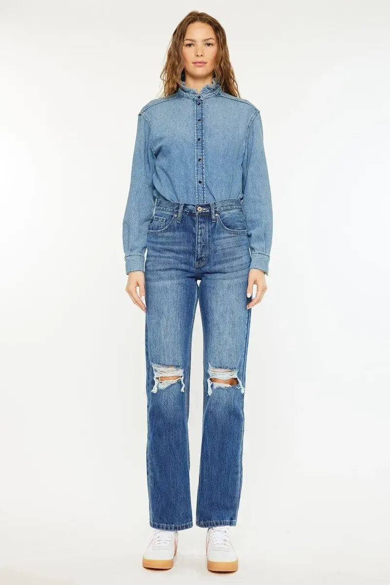 Kancan Ultra High Rise 90's Boyfriend Jeans - Trendsi - Flyclothing LLC