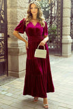 Tiered Notched Short Sleeve Dress with Pockets - Trendsi - Flyclothing LLC