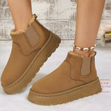 Round Toe Platform Ankle Boots - Trendsi - Flyclothing LLC