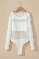 Round Neck Long Sleeve Bodysuit - Trendsi - Flyclothing LLC