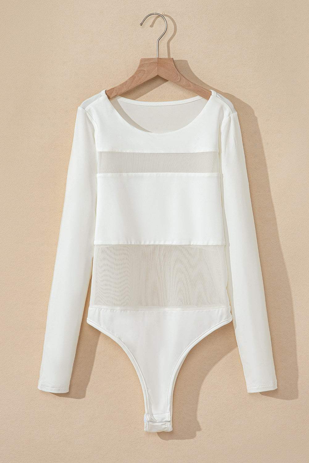 Round Neck Long Sleeve Bodysuit - Trendsi - Flyclothing LLC