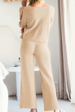 Round Neck Long Sleeve Top and Pants Set - Trendsi - Flyclothing LLC