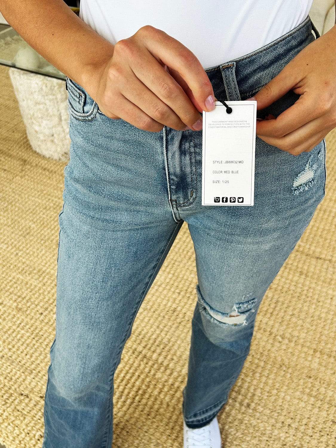 Judy Blue Full Size Mid Rise Destroyed Hem Distressed Jeans - Trendsi - Flyclothing LLC
