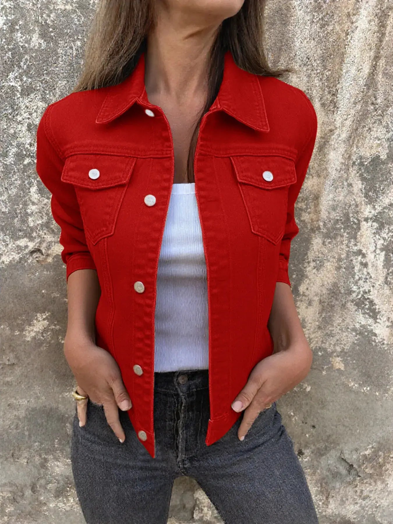 Button Front Closure Denim Jacket - Trendsi - Flyclothing LLC