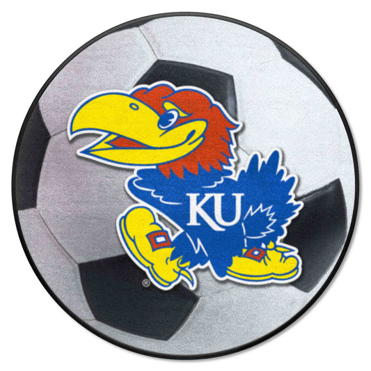 Kansas Jayhawks Soccer Ball Rug - 27in. Diameter - Kansas
