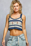 POL Floral Embroidered Cropped Crochet Cami with Scalloped Hem - Trendsi - Flyclothing LLC