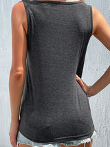 Full Size Decorative Button Round Neck Tank Plus Size - Trendsi - Flyclothing LLC