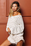 BiBi Stripe V-Neck Knit Top - Trendsi - Flyclothing LLC
