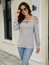 Cold Shoulder Cutout Square Neck Blouse - Trendsi - Flyclothing LLC
