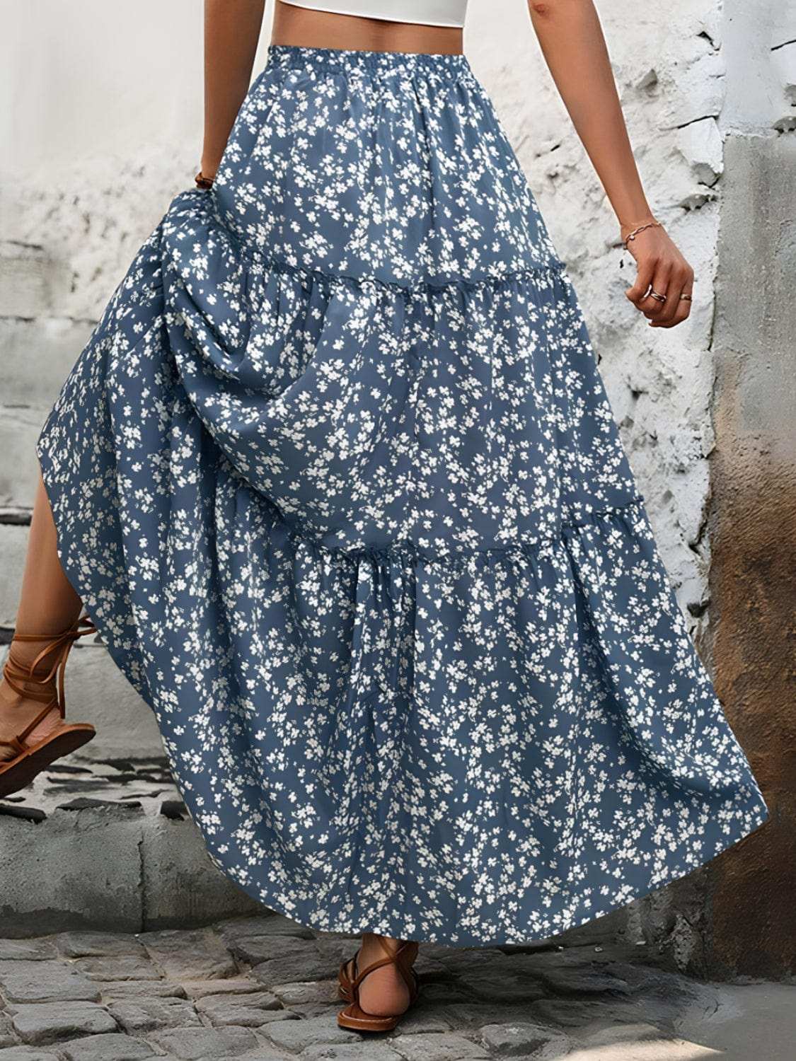 Tiered Floral Maxi Skirt - Trendsi - Flyclothing LLC