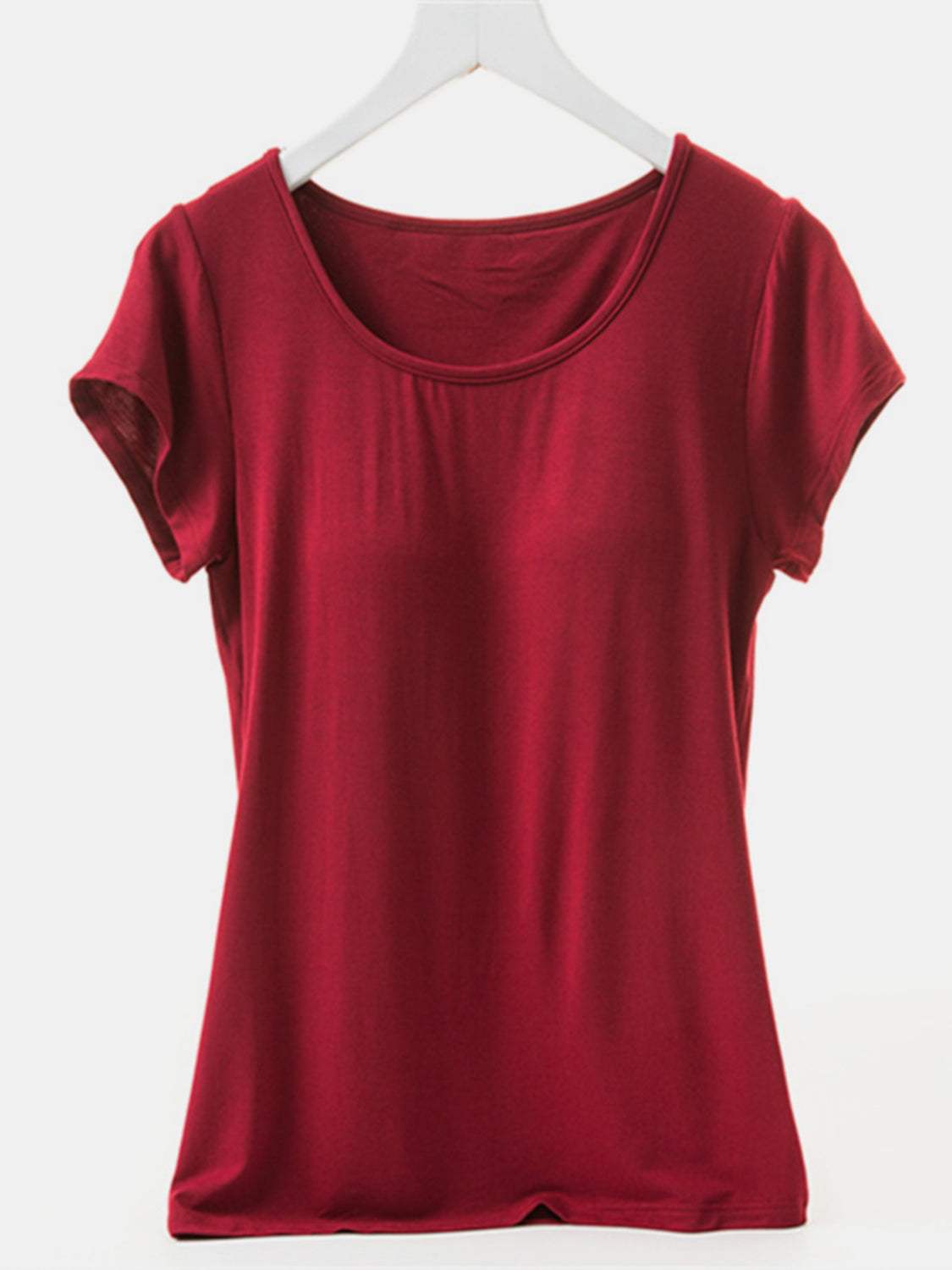 Round Neck Short Sleeve T-Shirt with Bra - Trendsi - Flyclothing LLC