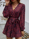 Devine Tied Surplice Long Sleeve Romper - Trendsi - Flyclothing LLC