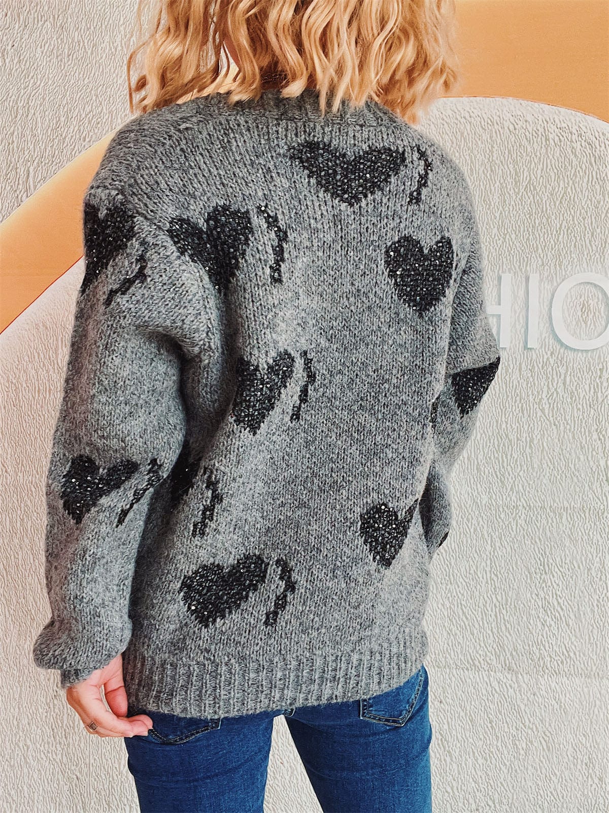 Heart Button Up Long Sleeve Cardigan - Trendsi