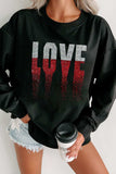 Rhinestone LOVE Round Neck Long Sleeve Sweatshirt - Trendsi - Flyclothing LLC
