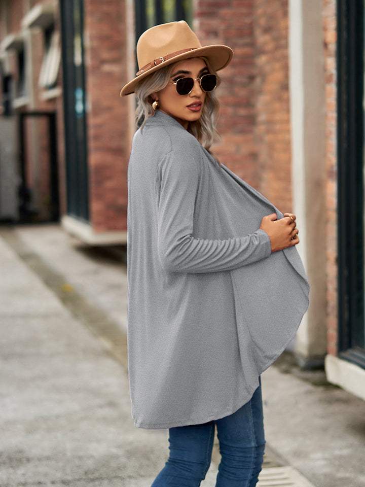 Open Front Long Sleeve Cardigan - Trendsi - Flyclothing LLC