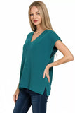 Zenana Ribbed Slit V-Neck Sweater Vest - Trendsi - Flyclothing LLC