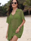 Hollow Out Collared Neck Cover-Up - Trendsi - Flyclothing LLC