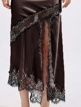 Lace Trim Asymmetrical Midi Skirt - Trendsi - Flyclothing LLC