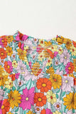 Floral Print Shirred Tiered Ruffled Sleeve Blouse - Trendsi - Flyclothing LLC