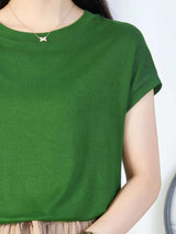 Round Neck Short Sleeve T-Shirt - Trendsi - Flyclothing LLC