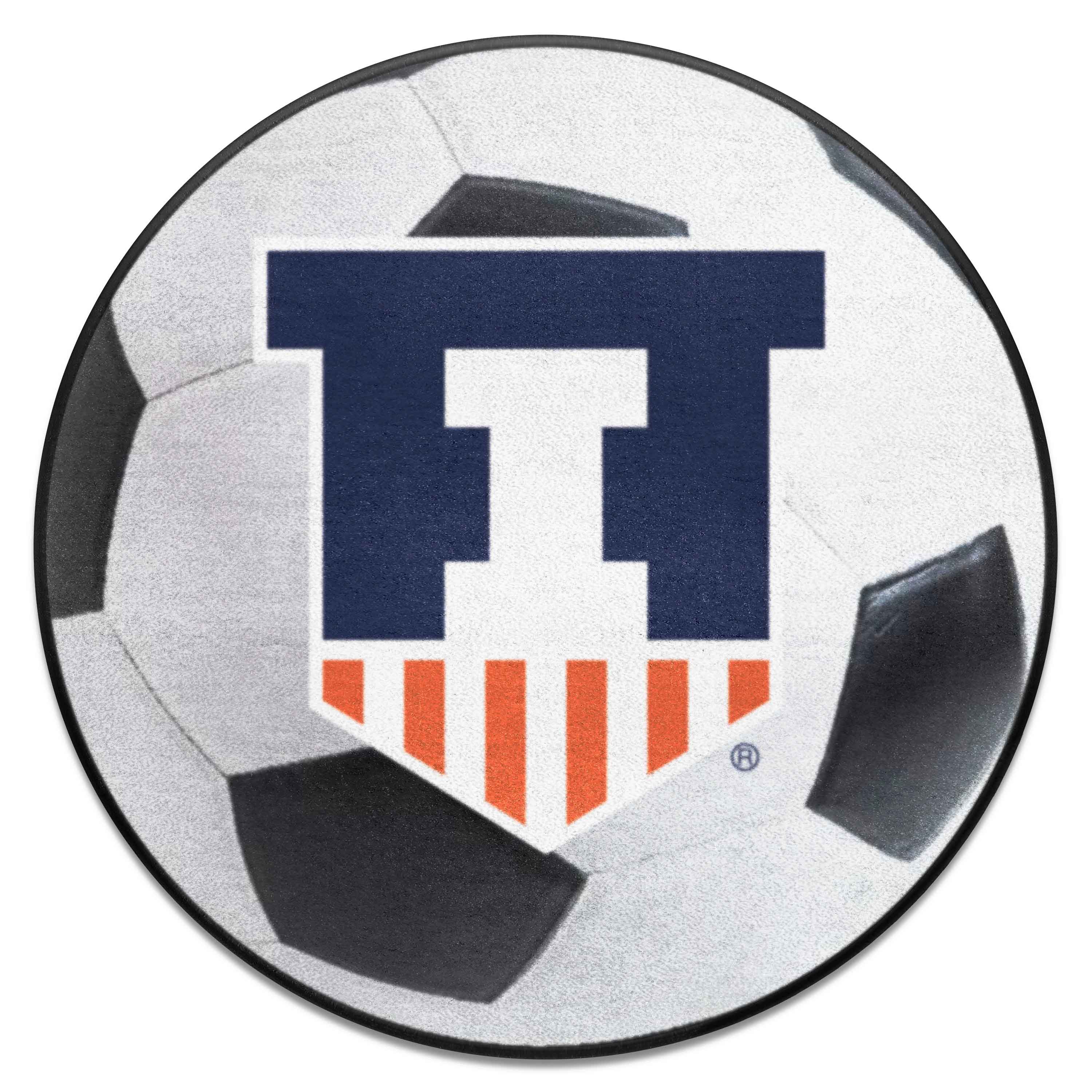 Illinois Illini Soccer Ball Rug - 27in. Diameter - Illinois