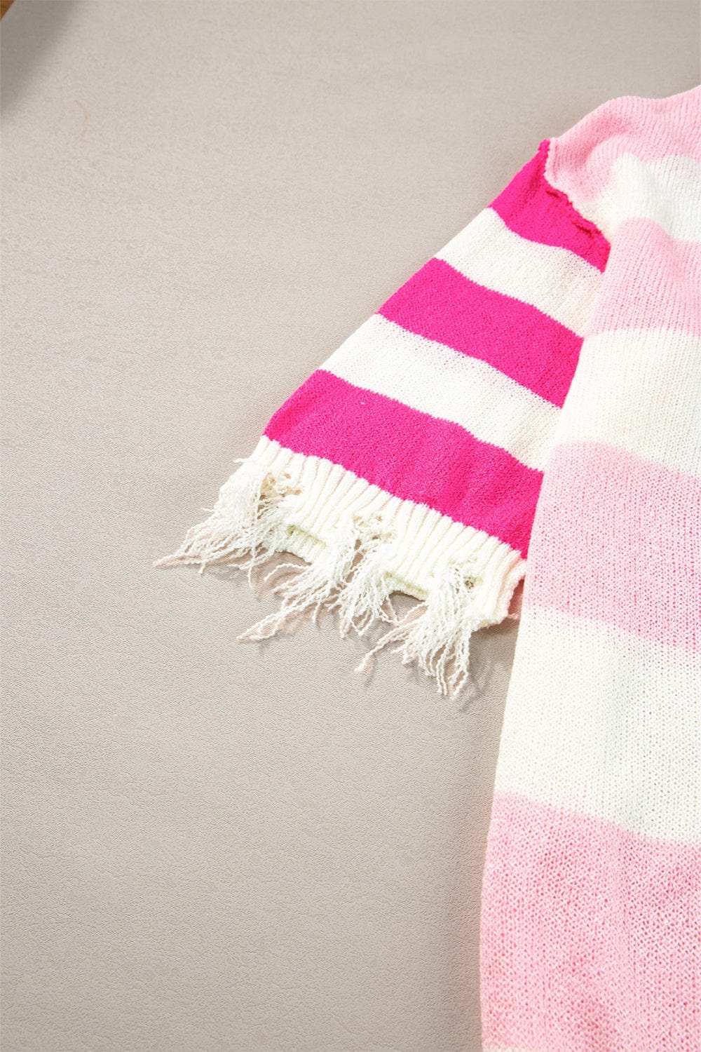 Striped Round Neck Half Sleeve Knit Top - Trendsi - Flyclothing LLC