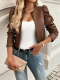 Devine Open Front Puff Sleeve Jacket - Trendsi - Flyclothing LLC